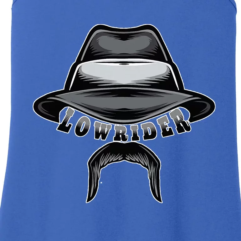 Lowrider Hat & Moustache Chicano Cholo Latino Low Rider Ladies Essential Tank