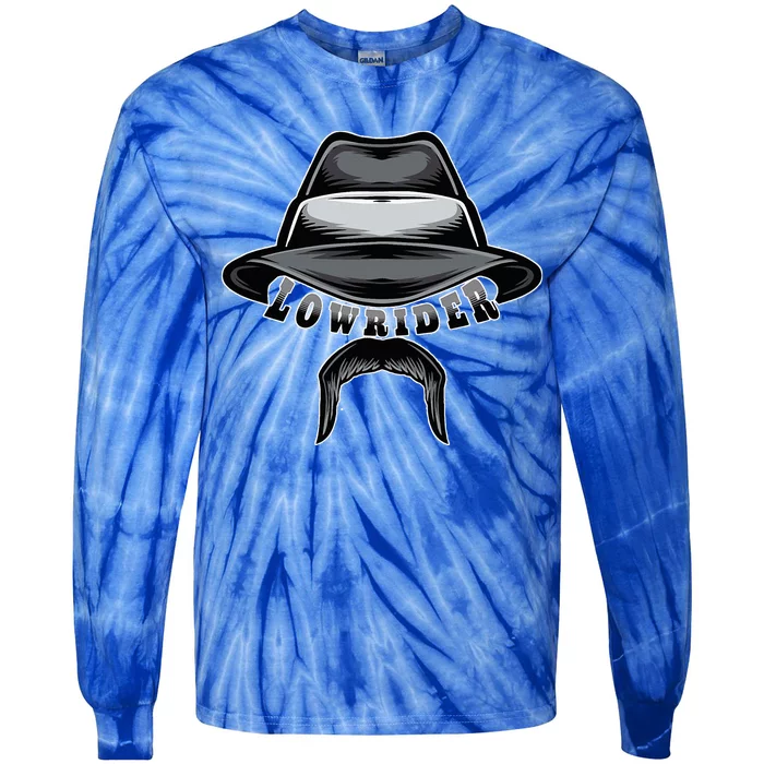 Lowrider Hat & Moustache Chicano Cholo Latino Low Rider Tie-Dye Long Sleeve Shirt