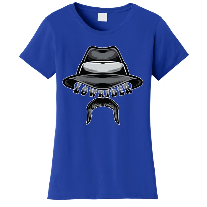 Lowrider Hat & Moustache Chicano Cholo Latino Low Rider Women's T-Shirt