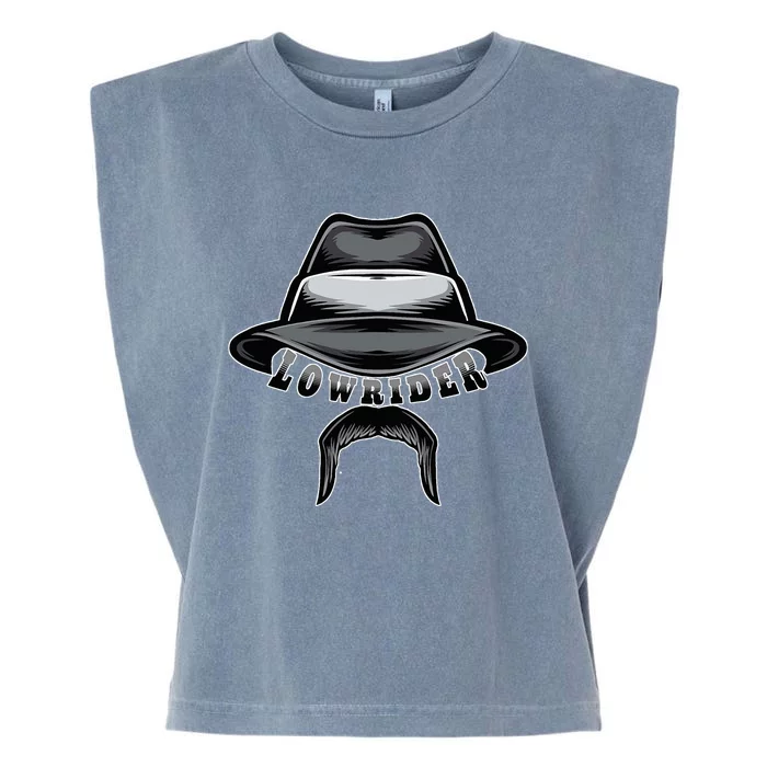 Lowrider Hat & Moustache Chicano Cholo Latino Low Rider Garment-Dyed Women's Muscle Tee