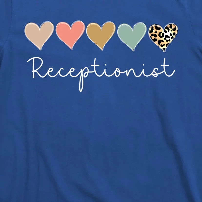 Leopard Hearts Matching Valentines Day For Receptionist Gift T-Shirt