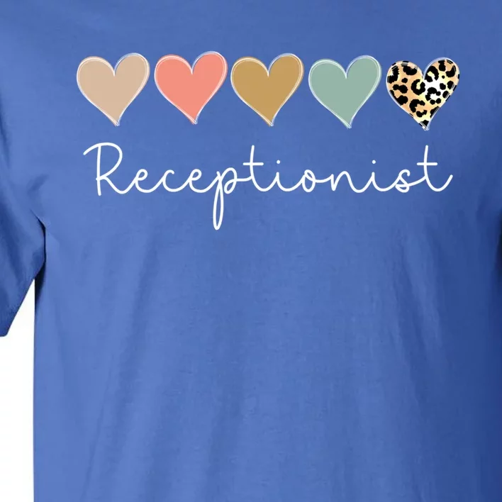 Leopard Hearts Matching Valentines Day For Receptionist Gift Tall T-Shirt