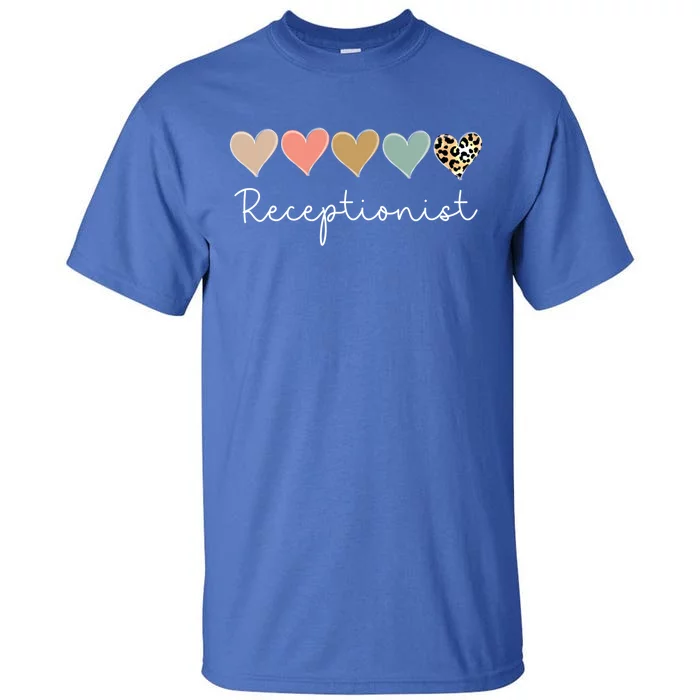 Leopard Hearts Matching Valentines Day For Receptionist Gift Tall T-Shirt