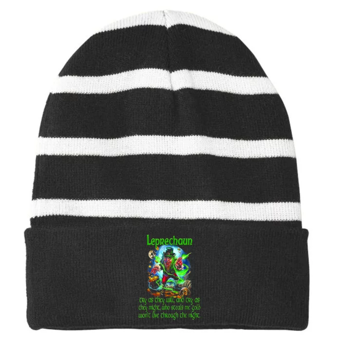 Leprechaun Horror Movie St. Patrick's Day Striped Beanie with Solid Band