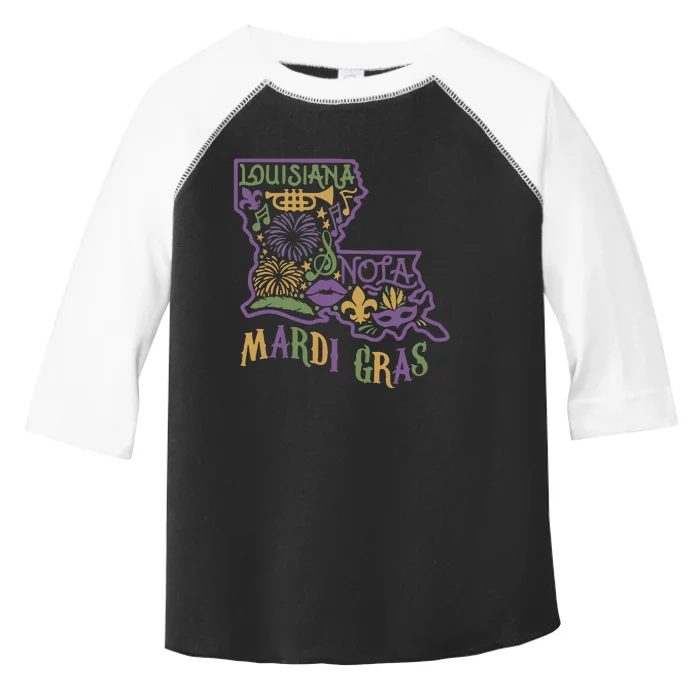 Louisiana Home Mardi Gras Louisiana Mardi Gras Carnival Louisiana Map Toddler Fine Jersey T-Shirt