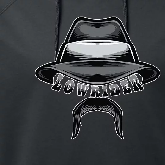 Lowrider Hat & Moustache Chicano Cholo Latino Low Rider Performance Fleece Hoodie