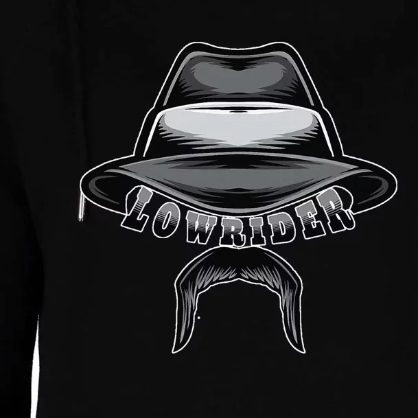 Lowrider Hat & Moustache Chicano Cholo Latino Low Rider Womens Funnel Neck Pullover Hood