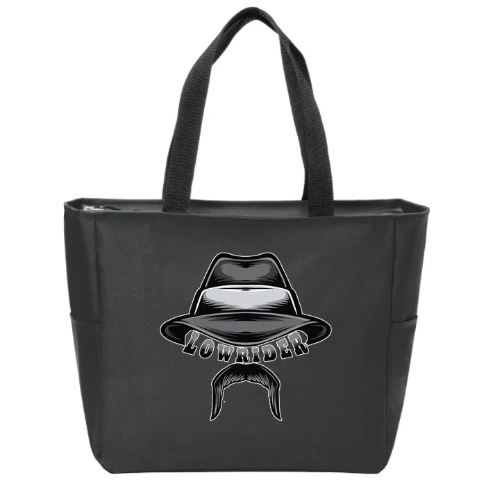 Lowrider Hat & Moustache Chicano Cholo Latino Low Rider Zip Tote Bag