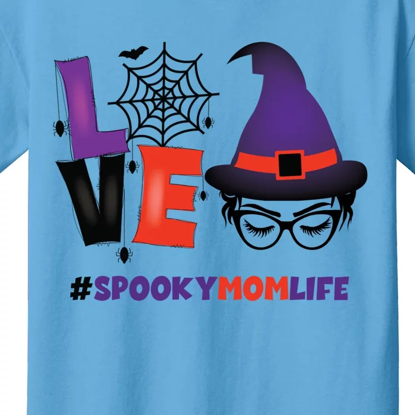 Love Halloween Mom Life Spooky Witch Face Mom Halloween Cute Gift Kids T-Shirt