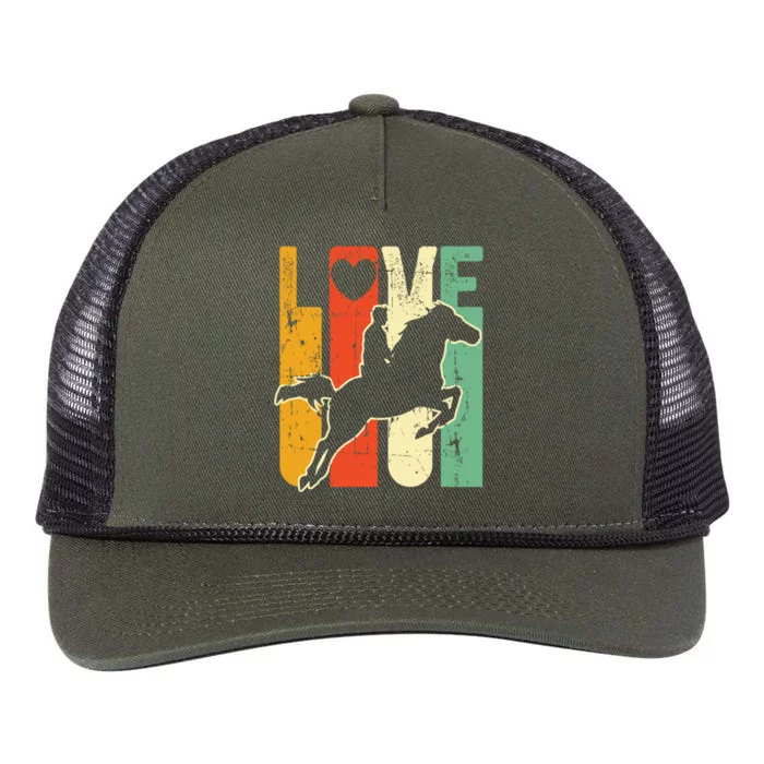 Love Horse Mom Horseback Rider Equestrian Riding Jockeys Gift Retro Rope Trucker Hat Cap