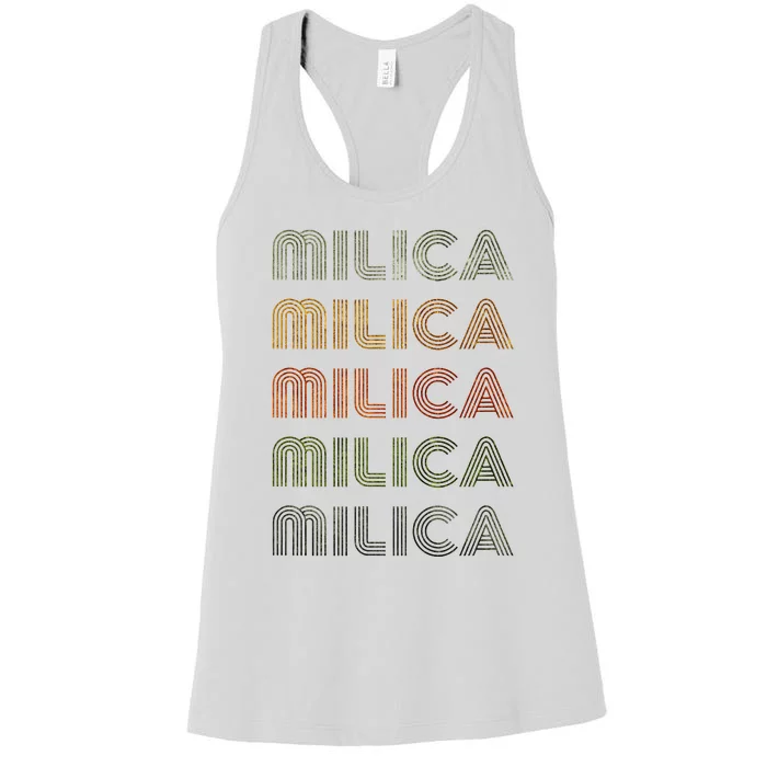 Love Heart Milica Grunge Vintage Style Black Milica Women's Racerback Tank