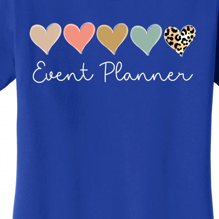 Leopard Hearts Matching Valentines Day For Event Planner Cute Gift Women's T-Shirt