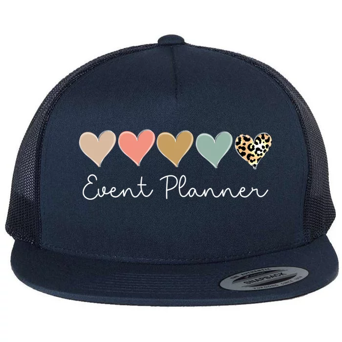 Leopard Hearts Matching Valentines Day For Event Planner Cute Gift Flat Bill Trucker Hat