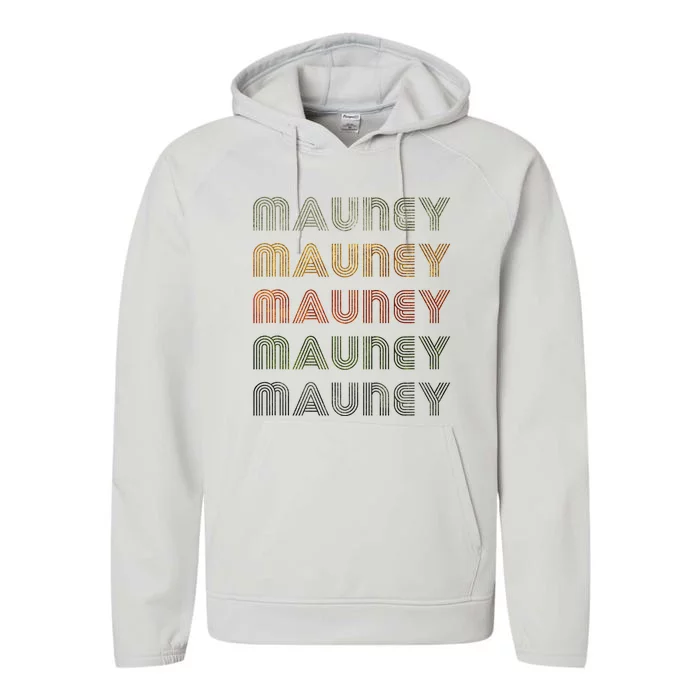 Love Heart Mauney Grunge Vintage Style Black Mauney Performance Fleece Hoodie