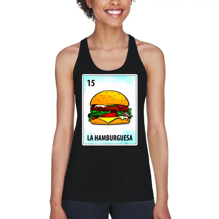 La Hamburguesa Mexican Hamburger Cards Women's Racerback Tank