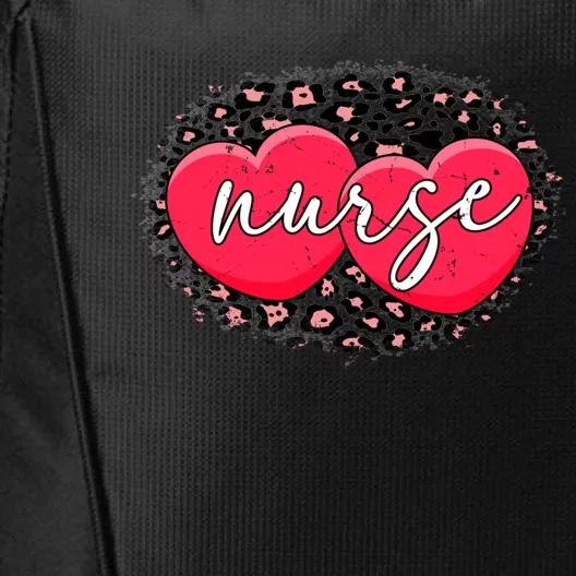 Leopard Heart Nurse Valentines Nurses Day Gift City Backpack