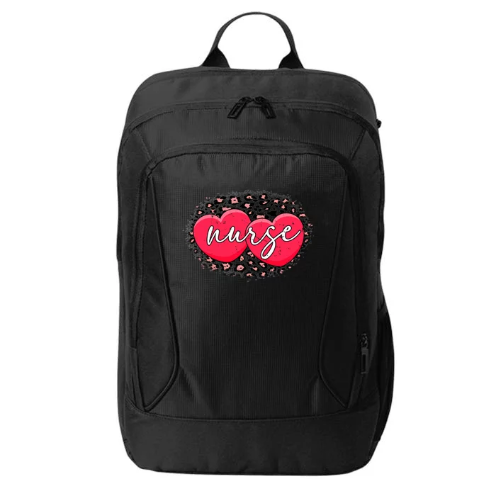 Leopard Heart Nurse Valentines Nurses Day Gift City Backpack