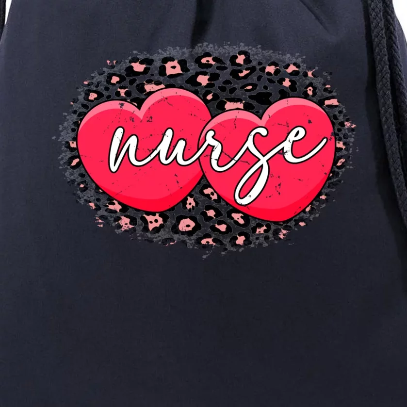 Leopard Heart Nurse Valentines Nurses Day Gift Drawstring Bag