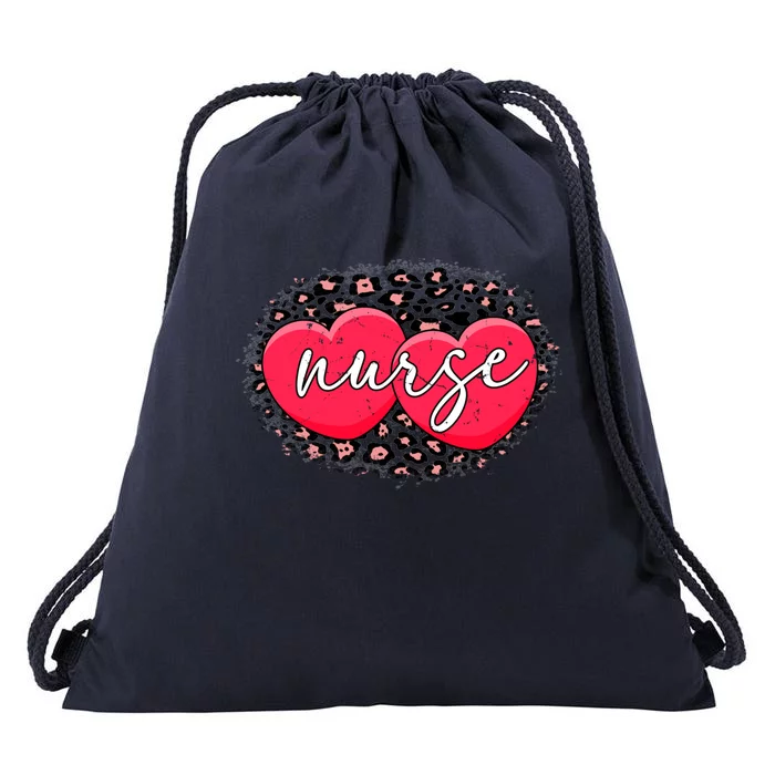 Leopard Heart Nurse Valentines Nurses Day Gift Drawstring Bag