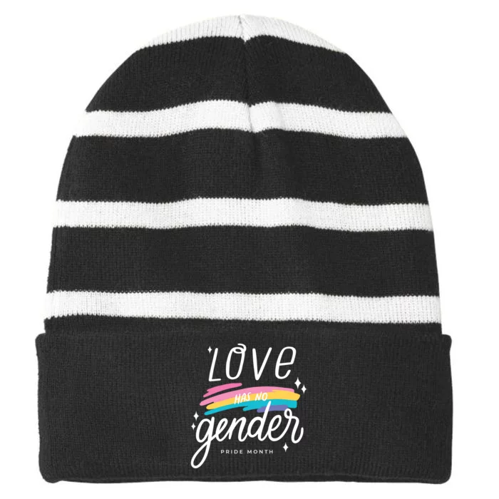 Love Has No Gender Pride Month Graphic Striped Beanie with Solid Band