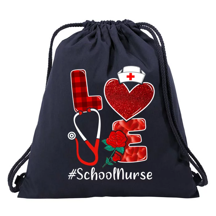 Love Heart Nurse Valentine Day School Nurse Gift Drawstring Bag