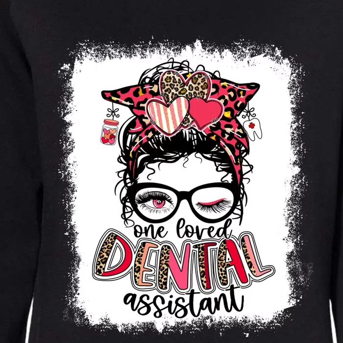 Leopard Heart One Loved Dental Assistant Messy Bun Dentist Meaningful Gift Womens California Wash Sweatshirt