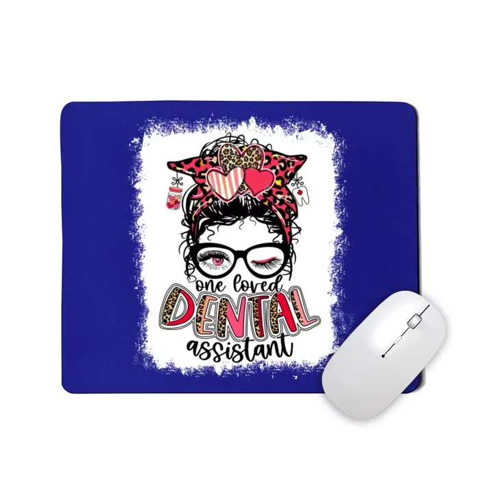 Leopard Heart One Loved Dental Assistant Messy Bun Dentist Meaningful Gift Mousepad