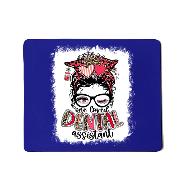 Leopard Heart One Loved Dental Assistant Messy Bun Dentist Meaningful Gift Mousepad