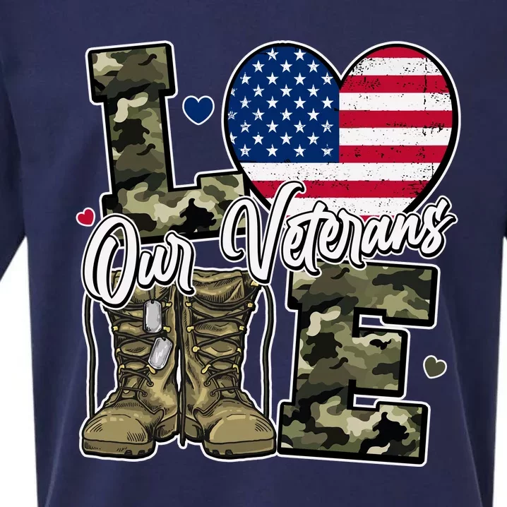 Love Heart Our Veterans Support Veterans Sueded Cloud Jersey T-Shirt