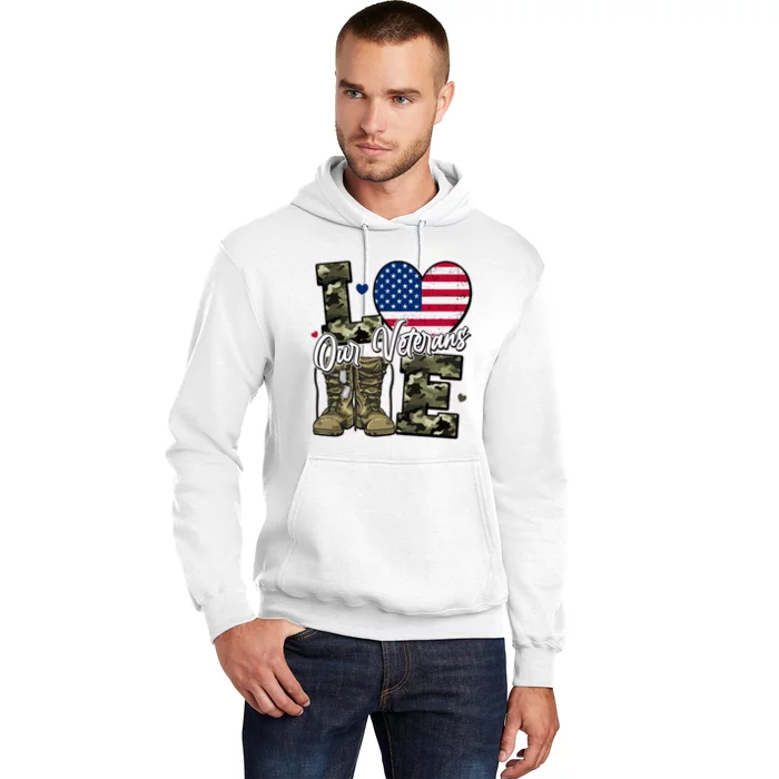 Love Heart Our Veterans Support Veterans Hoodie