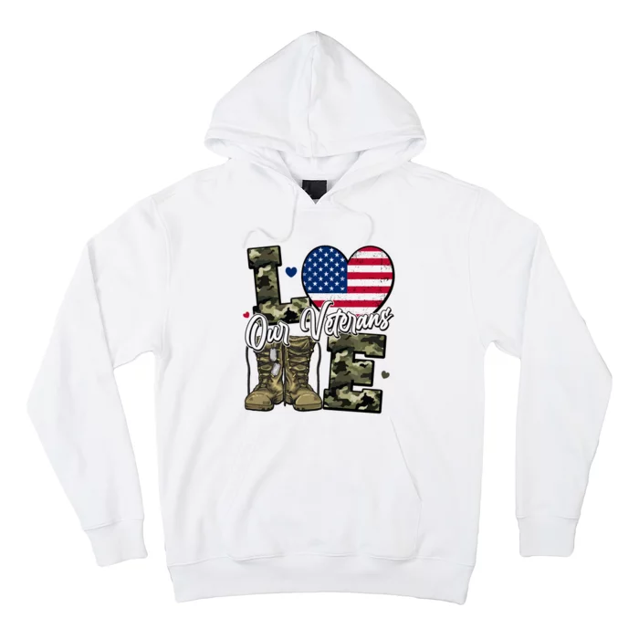 Love Heart Our Veterans Support Veterans Hoodie