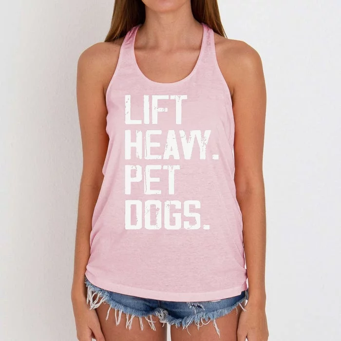 Lift Heavy Pet Dogs Funny Gym Workout Joke For Weight Lifter Women's Knotted Racerback Tank