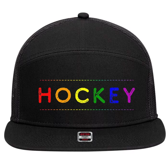 LGBTQ Hockey Pride Month Hockey Gay Pride Parade 7 Panel Mesh Trucker Snapback Hat