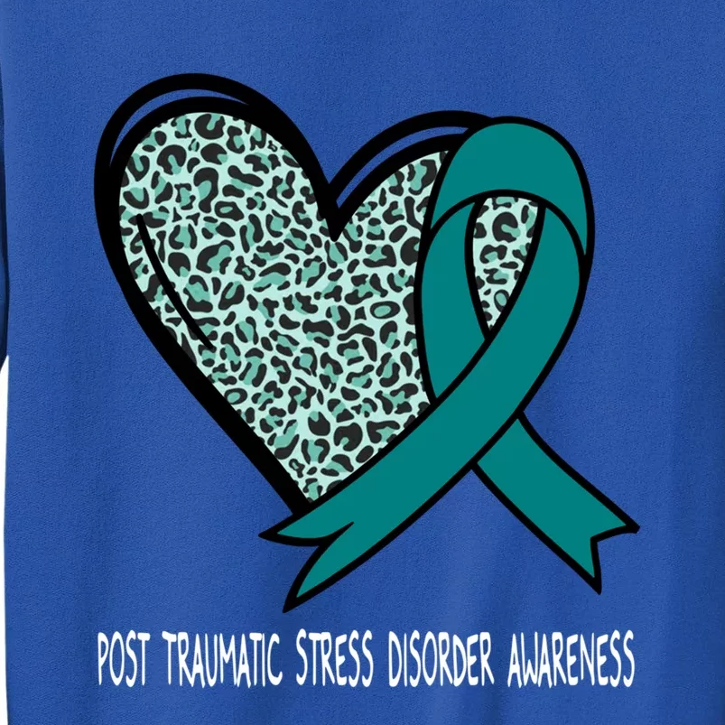 Leopard Heart Post Traumatic Stress Disorder Awareness Teal Cute Gift Tall Sweatshirt