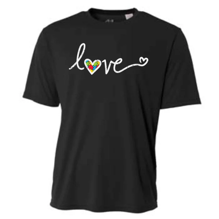 Love Heart Puzzle Cute Autism Awareness Asd Cooling Performance Crew T-Shirt