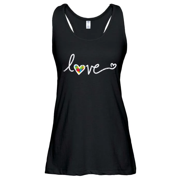 Love Heart Puzzle Cute Autism Awareness Asd Ladies Essential Flowy Tank