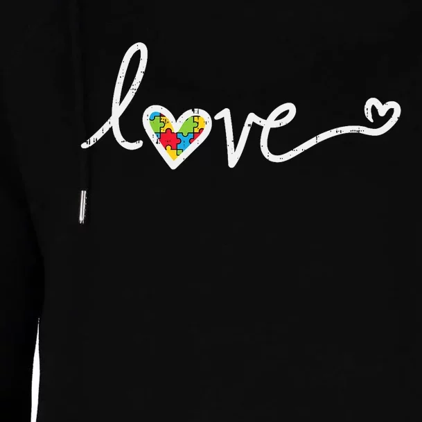 Love Heart Puzzle Cute Autism Awareness Asd Womens Funnel Neck Pullover Hood