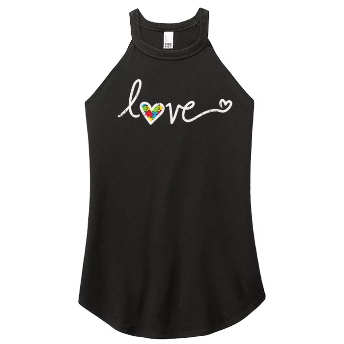 Love Heart Puzzle Cute Autism Awareness Asd Women’s Perfect Tri Rocker Tank