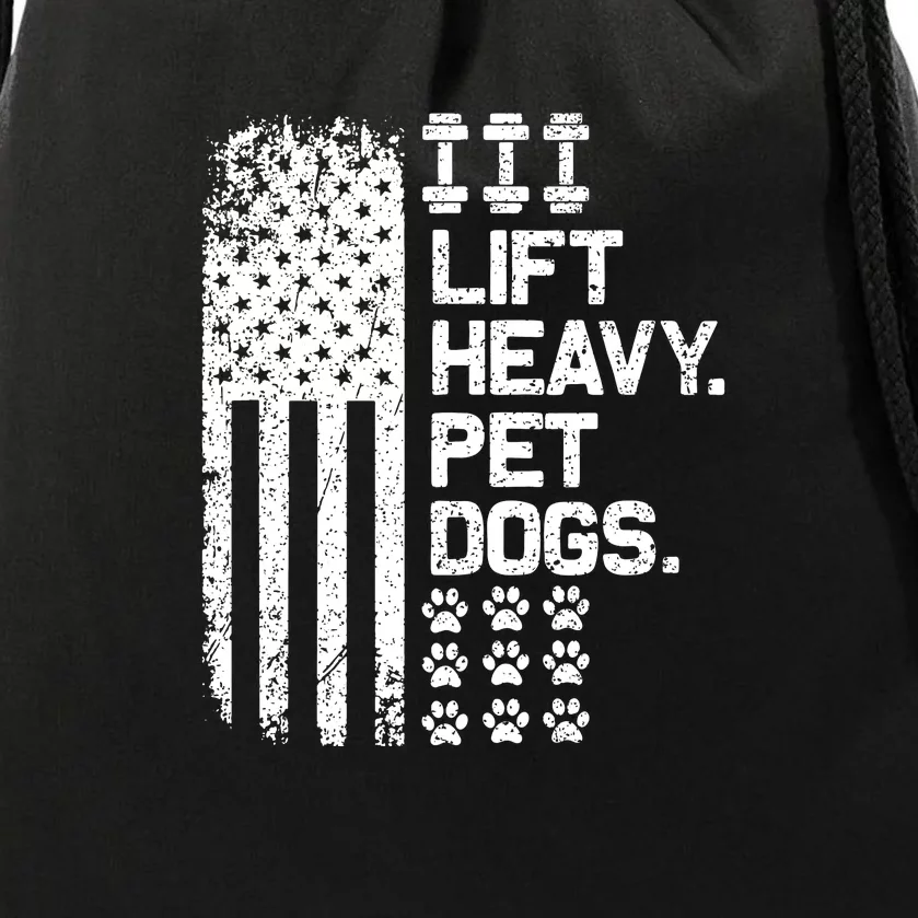 Lift Heavy Pet Dogs USA American Flag And Bodybuilding Drawstring Bag