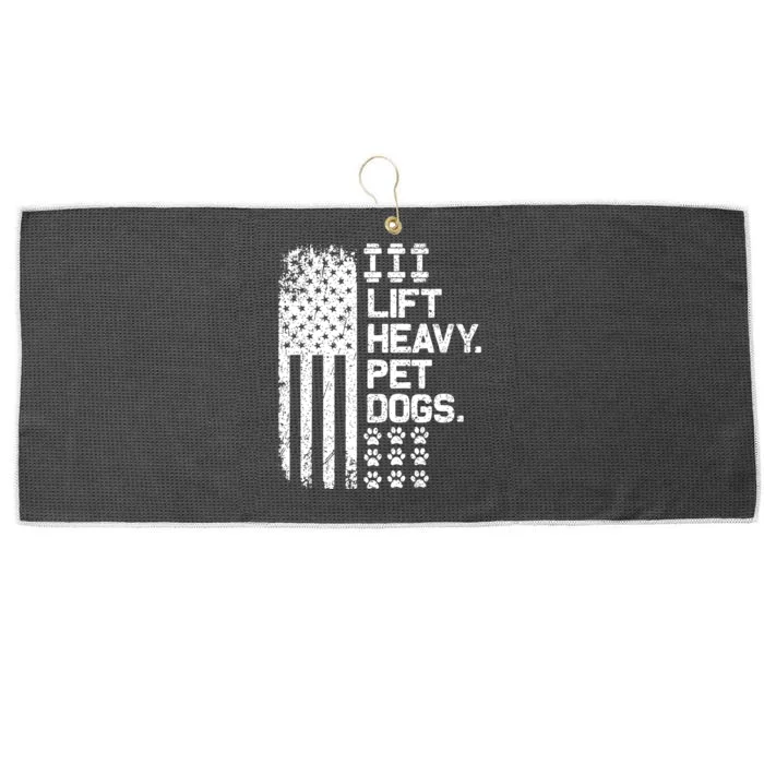 Lift Heavy Pet Dogs USA American Flag And Bodybuilding Large Microfiber Waffle Golf Towel