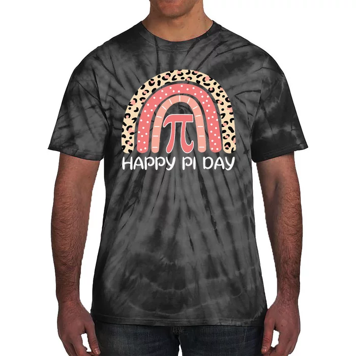 Leopard Happy Pi Day Math 3.14 Symbol Rainbow Tie-Dye T-Shirt