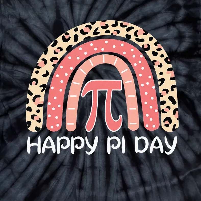 Leopard Happy Pi Day Math 3.14 Symbol Rainbow Tie-Dye T-Shirt