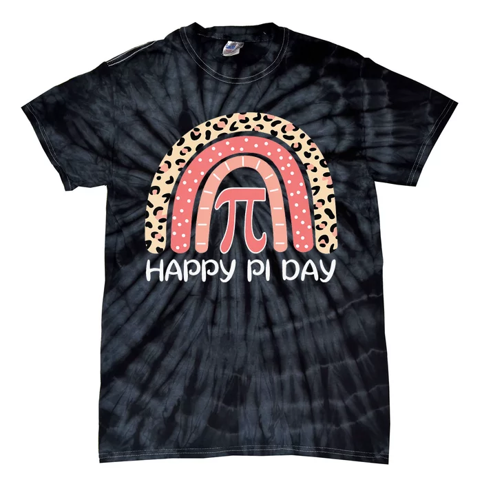 Leopard Happy Pi Day Math 3.14 Symbol Rainbow Tie-Dye T-Shirt