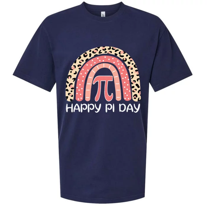 Leopard Happy Pi Day Math 3.14 Symbol Rainbow Sueded Cloud Jersey T-Shirt