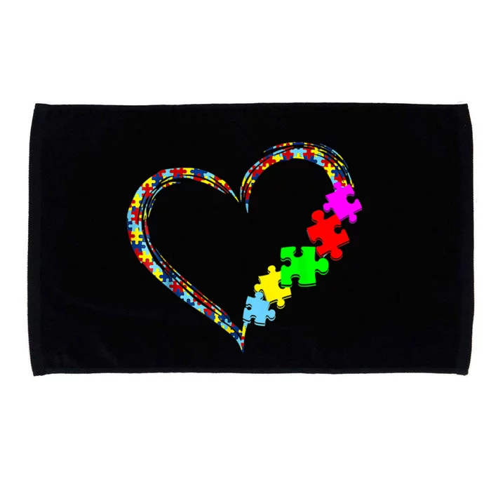 Love Heart Puzzle Piece Gift Women Gift Autism Awareness Microfiber Hand Towel