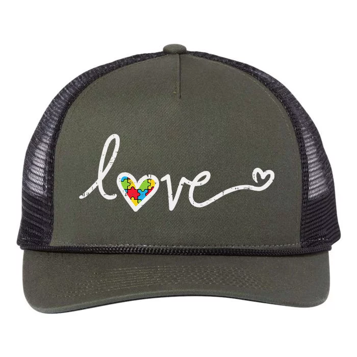 Love Heart Puzzle Cute Autism Awareness ASD Women Retro Rope Trucker Hat Cap