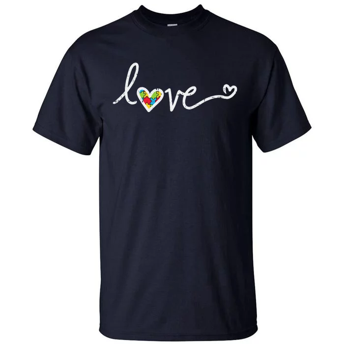 Love Heart Puzzle Cute Autism Awareness ASD Women Tall T-Shirt