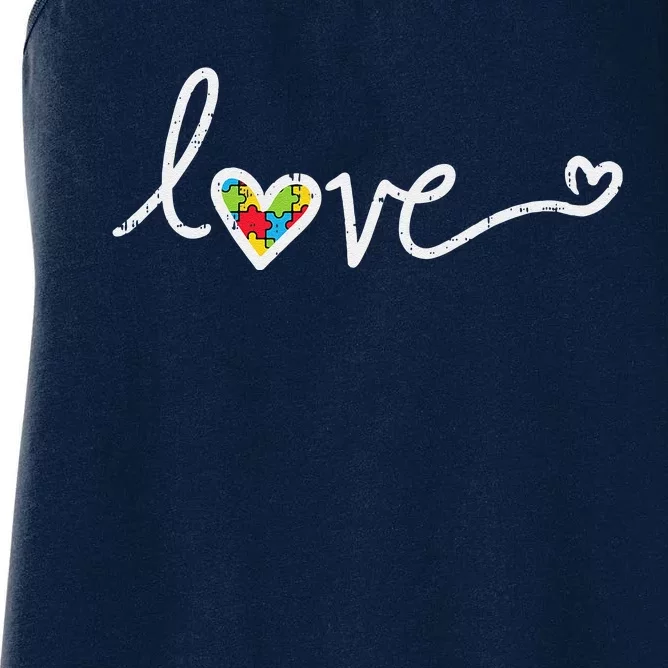 Love Heart Puzzle Cute Autism Awareness ASD Women Women's Racerback Tank