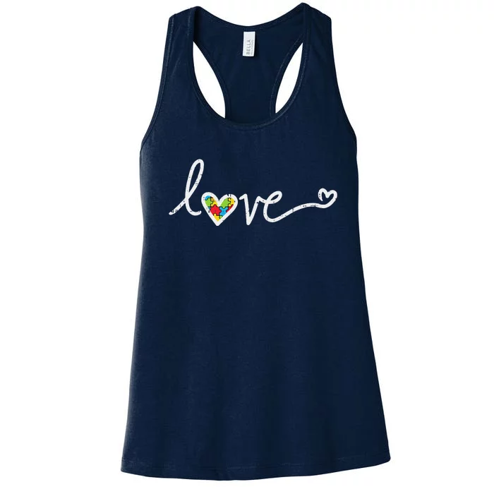 Love Heart Puzzle Cute Autism Awareness ASD Women Women's Racerback Tank