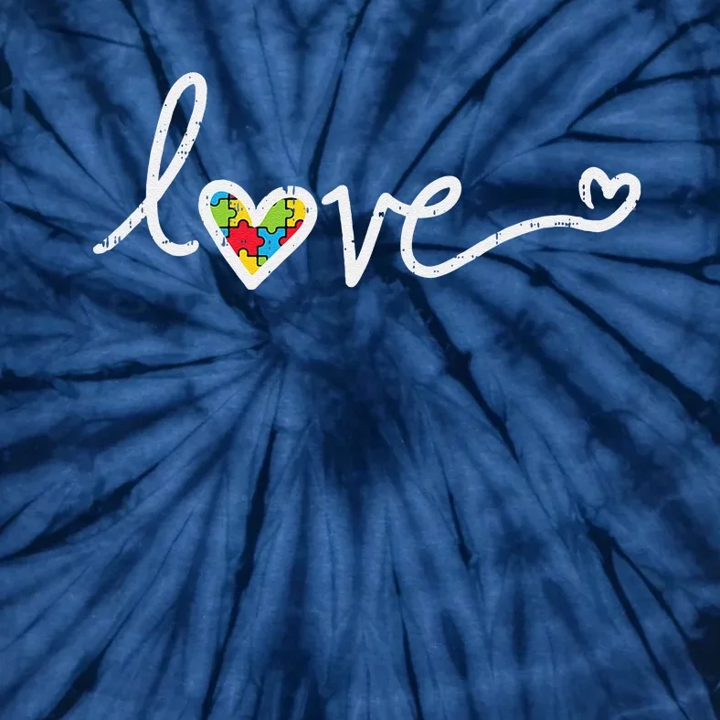 Love Heart Puzzle Cute Autism Awareness ASD Women Tie-Dye T-Shirt